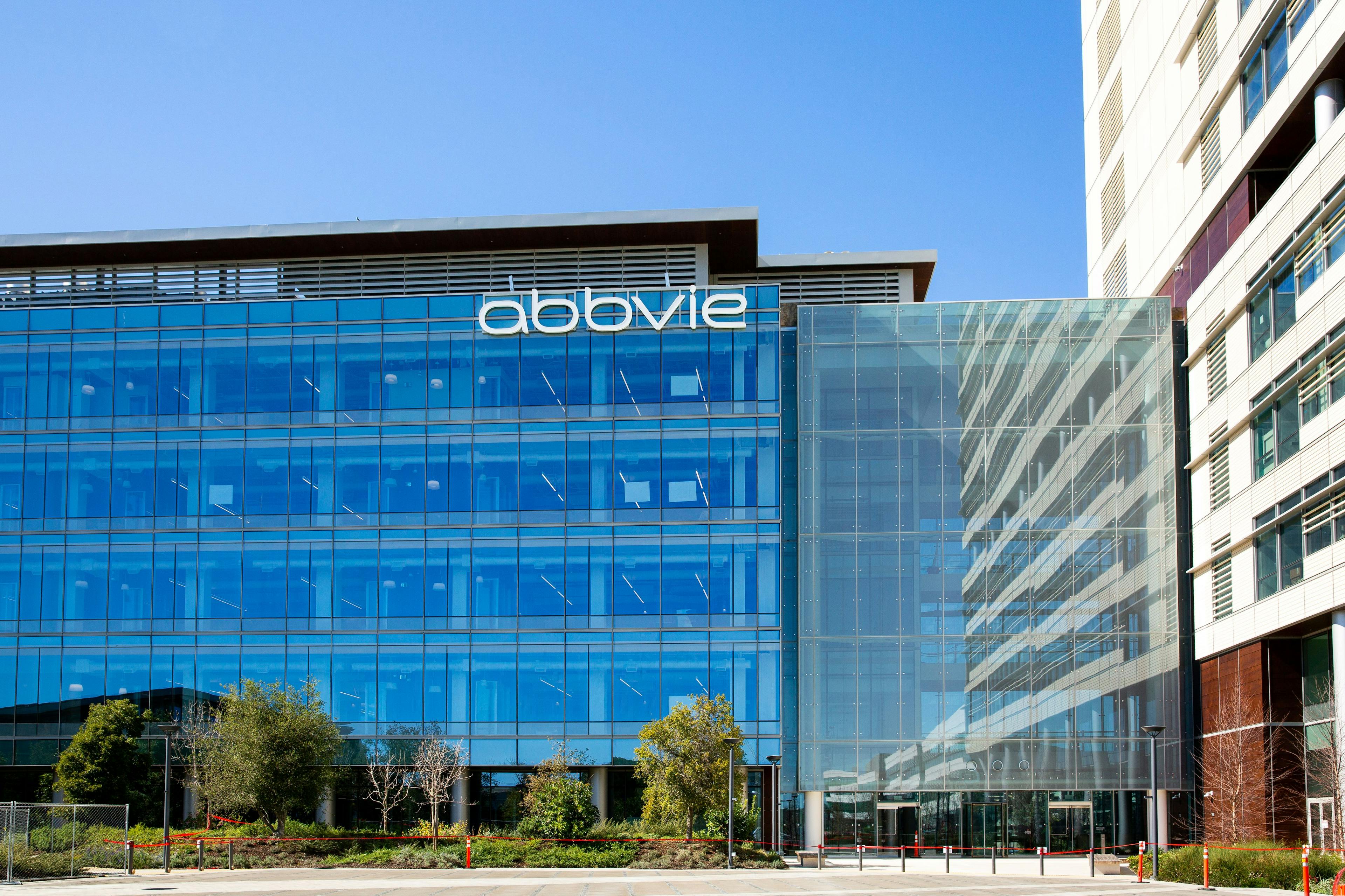 A glass building with AbbVie's name on it.